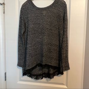 Lacy grey tunic sweater
